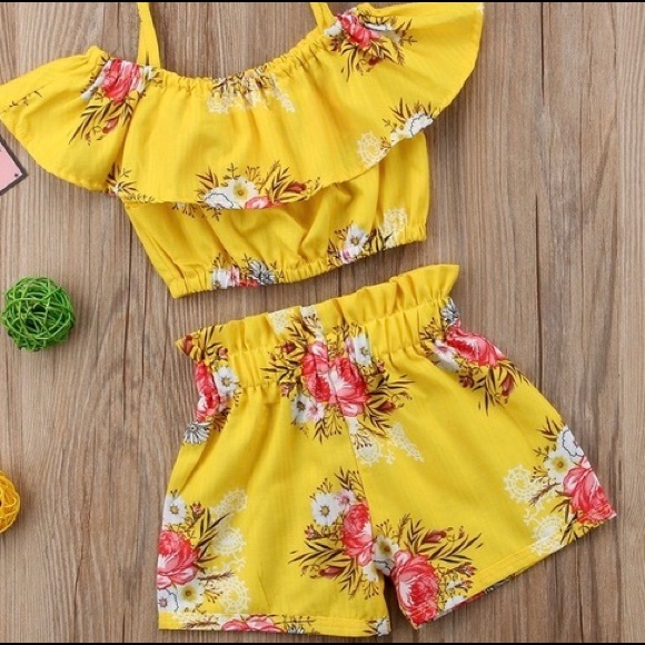 summer Toddler Kids Girls Royal Floral outfit new - Picture 3 of 8